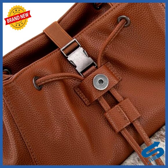 Genuine Hair-on Cowhide Backpack Purse, 30L Capacity, Adjustable Straps main image 4